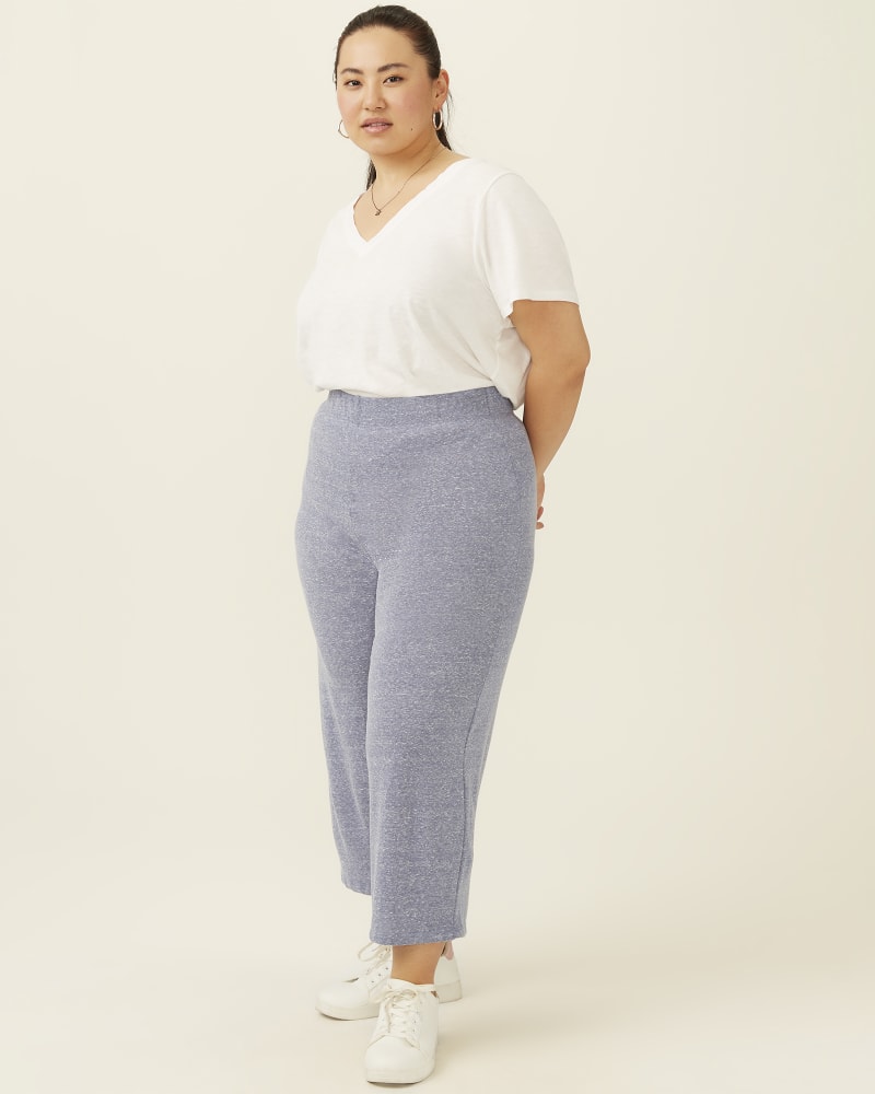 Plus size model with hourglass body shape wearing Ashleigh High Rise Cropped Knit Pant by B Collection By Bobeau Curvy | Dia&Co | dia_product_style_image_id:192463